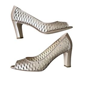 Aquatalia Elegant Champagne Roxy Peep-Toe Heels